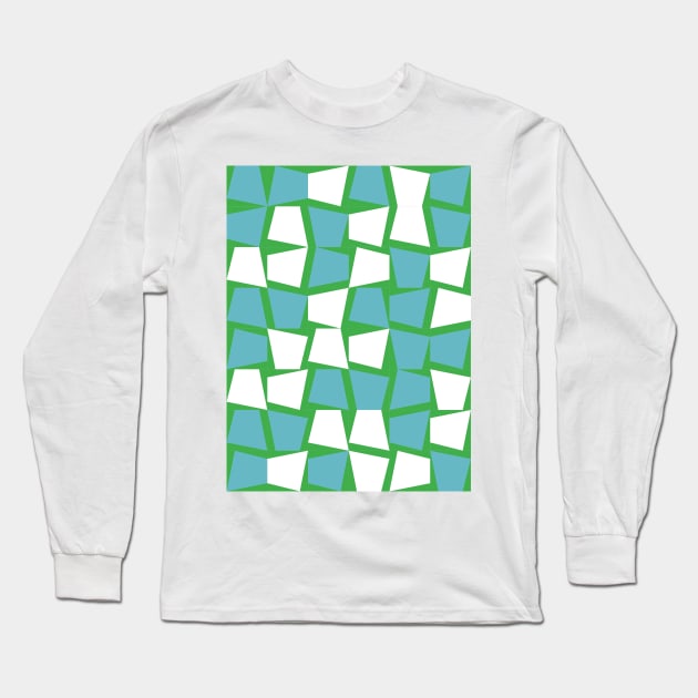 Blue, White and Green Tiles Long Sleeve T-Shirt by Dez53